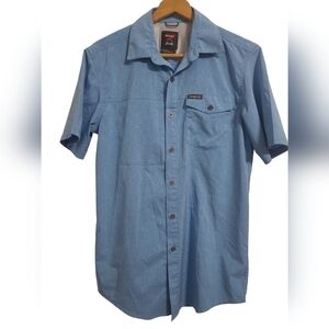 💲2️⃣ NWOT Wrangler Blue Outdoor Gear Short-sleeved Button-down Shirt Sz Small